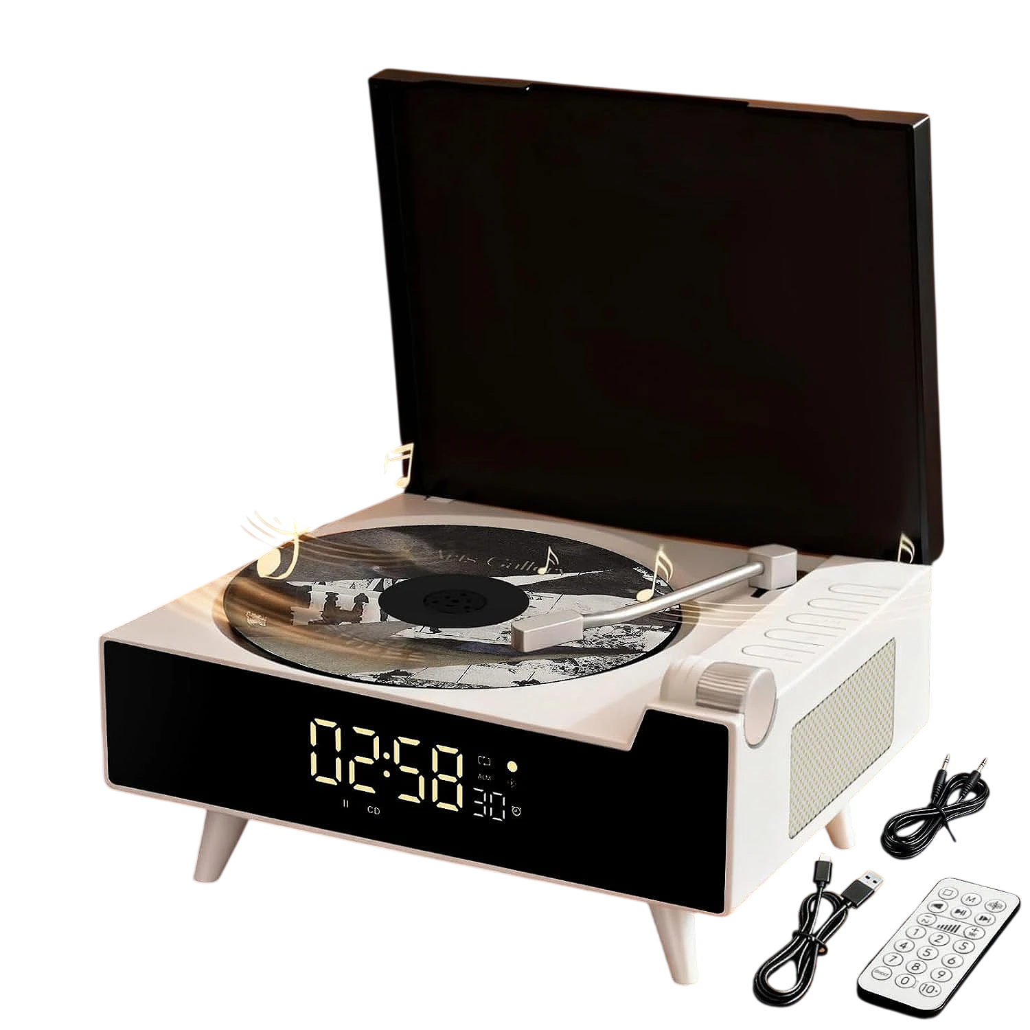 Reproductor portátil de CD 9 en 1 con altavoces estéreo, Bluetooth y radio FM